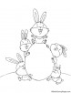 Five bunnies with egg coloring page