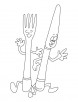 Fork and knife coloring page