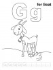 G for goat coloring page with handwriting practice 