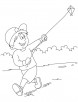 Raju flying a kite coloring pages