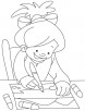 Girl drawing coloring page