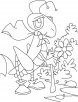 Grasshopper scrawling in garden coloring pages