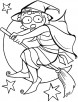 The witches fly, across the sky coloring pages