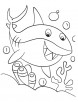 Happy cute shark coloring page