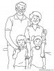 Happy grandparents with kids coloring page