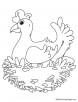 Hen laying eggs coloring page