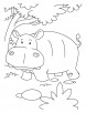 Hippopotamus in jumgle coloring pages