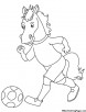 Horse running with football coloring page