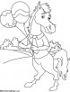 Horse with balloons coloring page