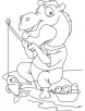 Hungry camel fishing coloring page