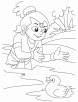 Krishna the bird lover playing with duck coloring pages