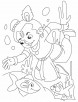 Krishna Playing with fishes in the sea coloring pages