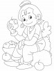 Krishna relishing an apple coloring pages