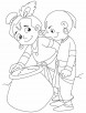 Krishna and Sudama are enjoying butter coloring pages