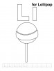 L for lollipop coloring page with handwriting practice