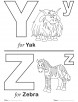 Printables Alphabet Y-Z Coloring Sheets