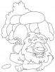 Lion lives in den coloring page