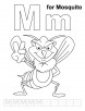 M for mosquito coloring page with handwriting practice