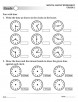 Write the time as shown in the clocks in the boxes