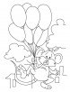 Mouse flying with balloons coloring pages
