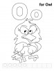 O for owl coloring page with handwriting practice