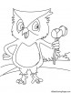 Owl holding tulip coloring page