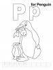 P for penguin coloring page with handwriting practice