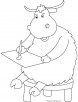 Painter yak coloring page