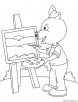 Painter pig coloring page