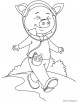 Pig on a walk coloring page