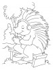 Porcupine listening to music coloring pages