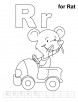 R for rat coloring page with handwriting practice