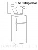 R for refrigerator coloring page with handwriting practice