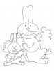 Mother rabbit and kit eating carrot coloring page