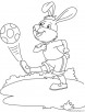 Rabbit kicking the ball coloring page