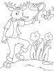 Reindeer catching a butterfly coloring page
