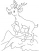 Reindeer on mountain coloring page