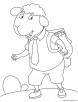 School going sheep coloring page
