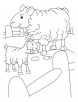 Mother sheep and lamb in a pen coloring page