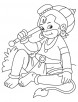 Small hanuman sitting coloring page