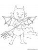 Smiling devil holding trident coloring page