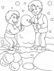 Boys making Snowman coloring page