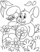 Rabbit with beautifull flowers coloring page