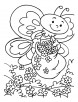 Honeybee in flower garden coloring pages