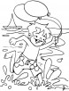 Boy running at beach coloring page