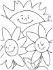 Happy flowers coloring page