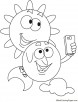Sun and moon selfie coloring page