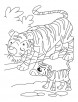 Tiger cub with mother tiger coloring page