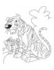 Mother tiger and baby tiger cub coloring page