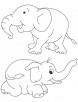 Two baby elephatns coloring page